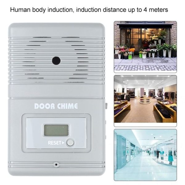 JX-371E Light Sensitive and Motion Activated Visitor Door Chime with 0.7 inch LCD Counter (Grey) - Image 8