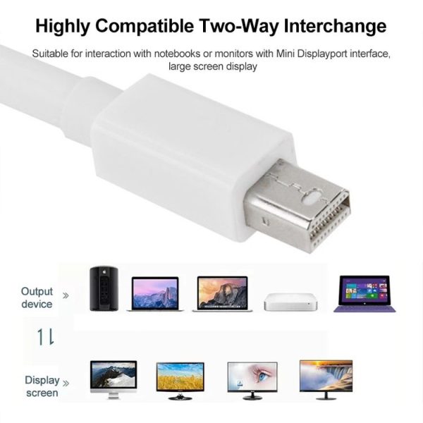 Mini DP DisplayPort Cable for Apple iMac MacBook Pro, Length: 2m (White) - Image 3