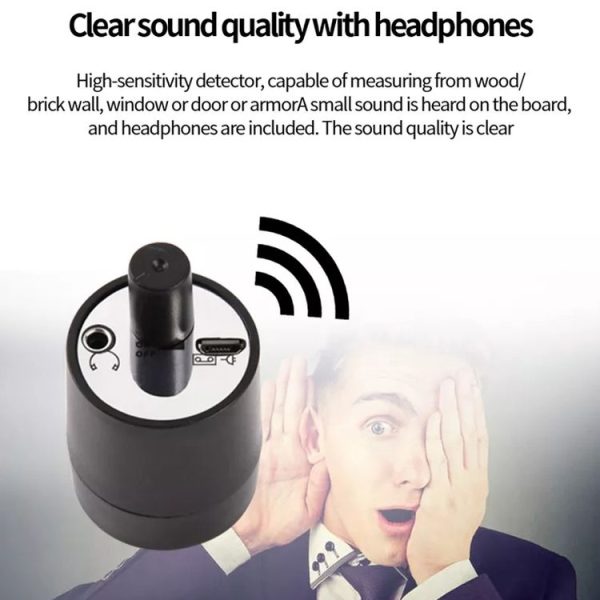Powerful Audio Wiretap Listen Device Fold Ear Amplifier Wall Door Eavesdropping Surveillance with Earphone (Black) - Image 5