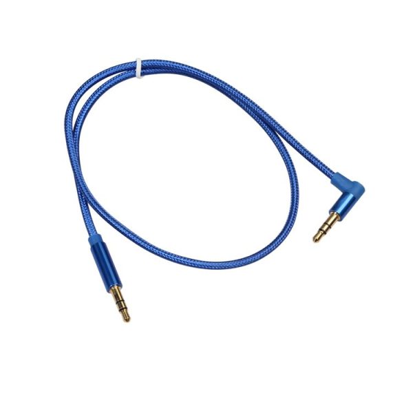 AV01 3.5mm Male to Male Elbow Audio Cable, Length: 50cm (Blue) - Image 2