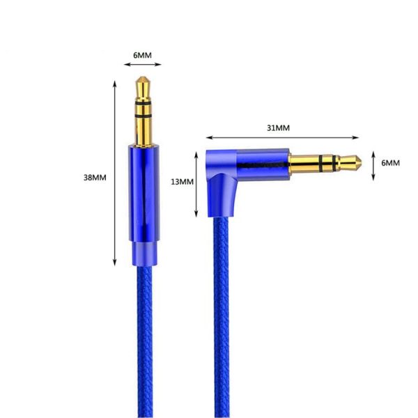 AV01 3.5mm Male to Male Elbow Audio Cable, Length: 50cm (Blue) - Image 3
