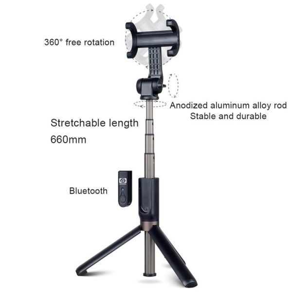 APEXEL APL-D3 Universal Live Broadcast Multifunctional Aluminum Alloy Bluetooth Selfie Stick with Tripod - Image 3