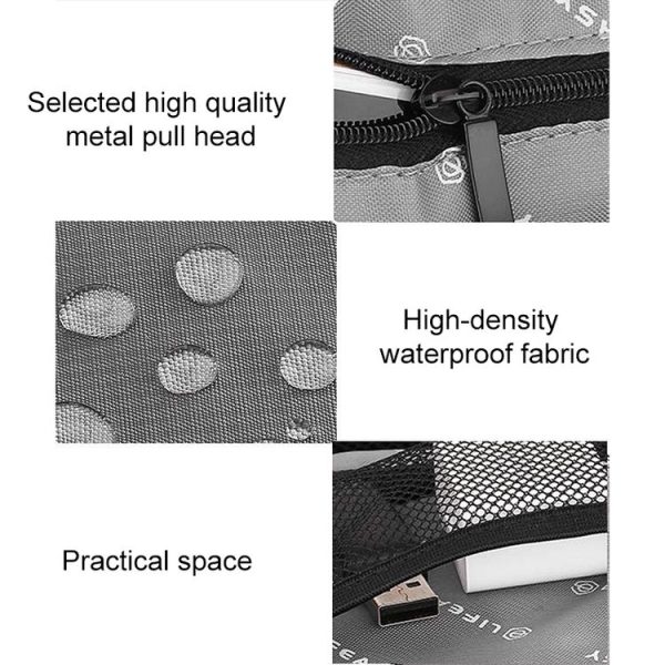 Multi-functional Headphone Charger Data Cable Storage Bag Portable Power Pack, Size: M, 25 x 18 x 5cm (Grey) - Image 5