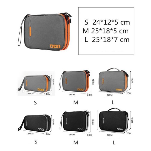 Multi-functional Headphone Charger Data Cable Storage Bag Portable Power Pack, Size: M, 25 x 18 x 5cm (Grey) - Image 6