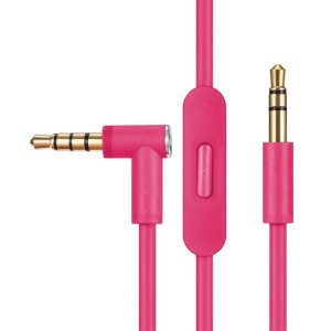 ZS0087 3.5mm Male to Male Earphone Cable with Mic & Wire-controlled, Cable Length: 1.4m (Rose Red)