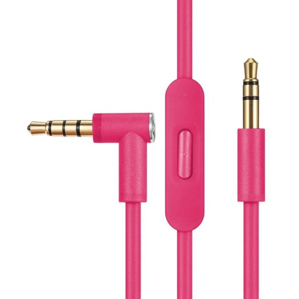 ZS0087 3.5mm Male to Male Earphone Cable with Mic & Wire-controlled, Cable Length: 1.4m (Rose Red)
