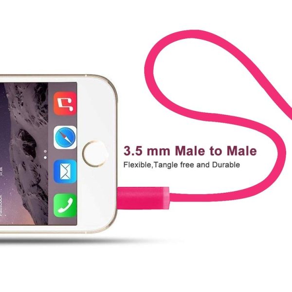 ZS0087 3.5mm Male to Male Earphone Cable with Mic & Wire-controlled, Cable Length: 1.4m (Rose Red) - Image 5