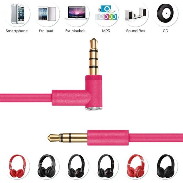 ZS0087 3.5mm Male to Male Earphone Cable with Mic & Wire-controlled, Cable Length: 1.4m (Rose Red) - Image 6