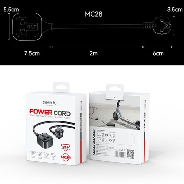 Yesido MC29 EU Plug to Universal Plug Power Extension Cable, Length: 2m - Image 10