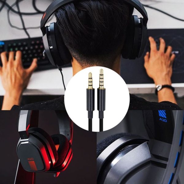 ZS0086 Standard Version Gaming Headphone Audio Cable for Logitech Astro A10 A40 A30 (Black) - Image 5