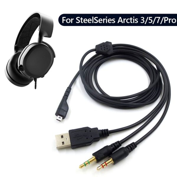 ZS0224 3-Prong Headphone Audio Cable for SteelSeries Arctis 3 / 5 / 7 / Pro (Black) - Image 2