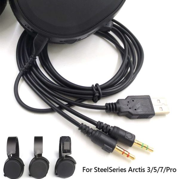ZS0224 3-Prong Headphone Audio Cable for SteelSeries Arctis 3 / 5 / 7 / Pro (Black) - Image 5