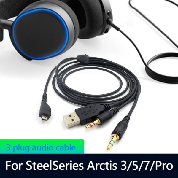 ZS0224 3-Prong Headphone Audio Cable for SteelSeries Arctis 3 / 5 / 7 / Pro (Black) - Image 7