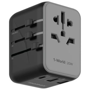 MOMAX UA11 1-World 20W PD Global Travel Fast Charger Power Adapter (Black)
