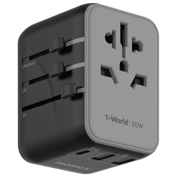 MOMAX UA11 1-World 20W PD Global Travel Fast Charger Power Adapter (Black)