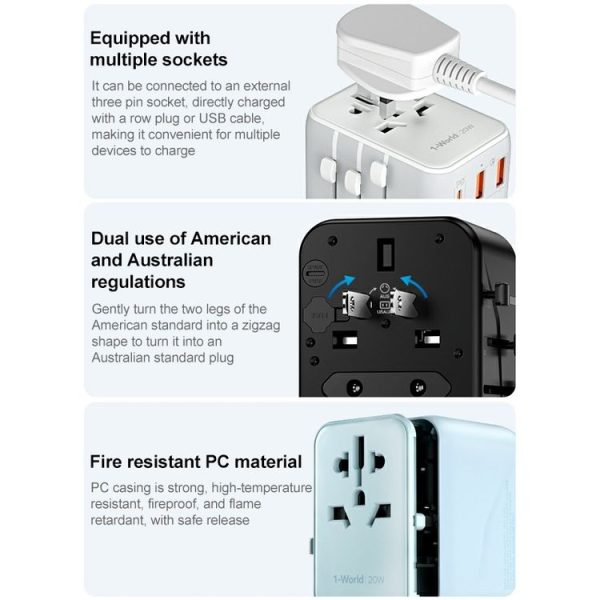 MOMAX UA11 1-World 20W PD Global Travel Fast Charger Power Adapter (Black) - Image 12