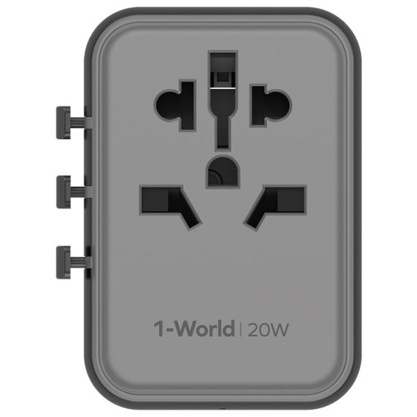 MOMAX UA11 1-World 20W PD Global Travel Fast Charger Power Adapter (Black) - Image 3