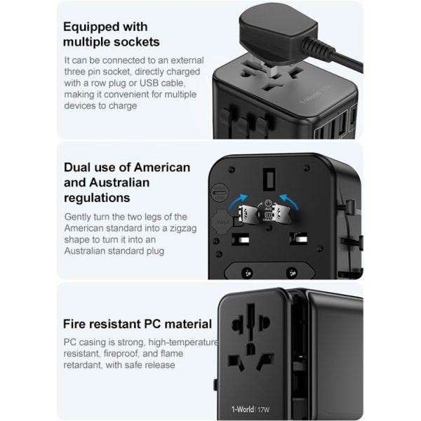 MOMAX UA12 1-World 17W Global Travel Fast Charger Power Adapter - Image 13
