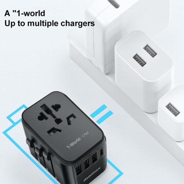 MOMAX UA12 1-World 17W Global Travel Fast Charger Power Adapter - Image 8