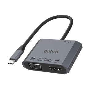 Onten M205 3 in 1 Type-C to HDMI+VGA+PD Fast Charge Video Converter (Grey)