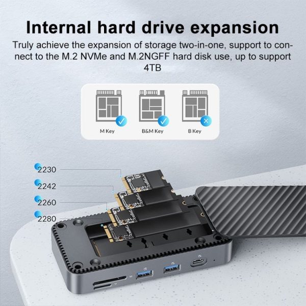 ORICO DPM2P9 V1 10 in 1 HUB Docking Station with M.2 NVMe / NGFF SSD Enclosure and Cooling Fan - Image 3