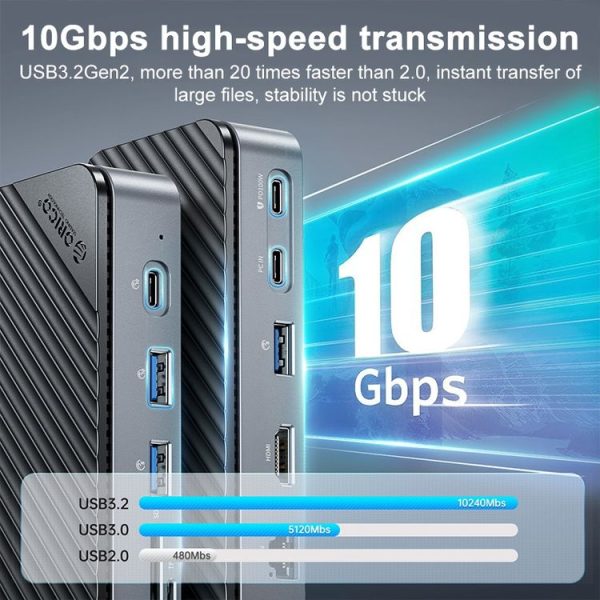 ORICO DPM2P9 V1 10 in 1 HUB Docking Station with M.2 NVMe / NGFF SSD Enclosure and Cooling Fan - Image 7
