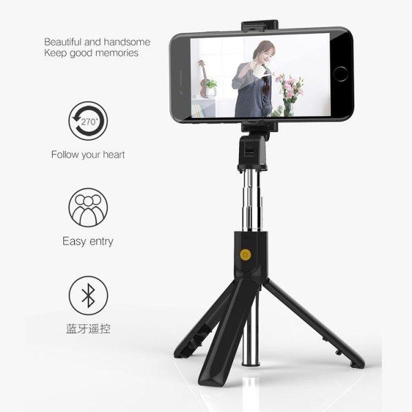 K07 Bluetooth 4.0 Mobile Phone Adjustable Bluetooth Selfie Stick Self-timer Pole Tripod (Black) - Image 4