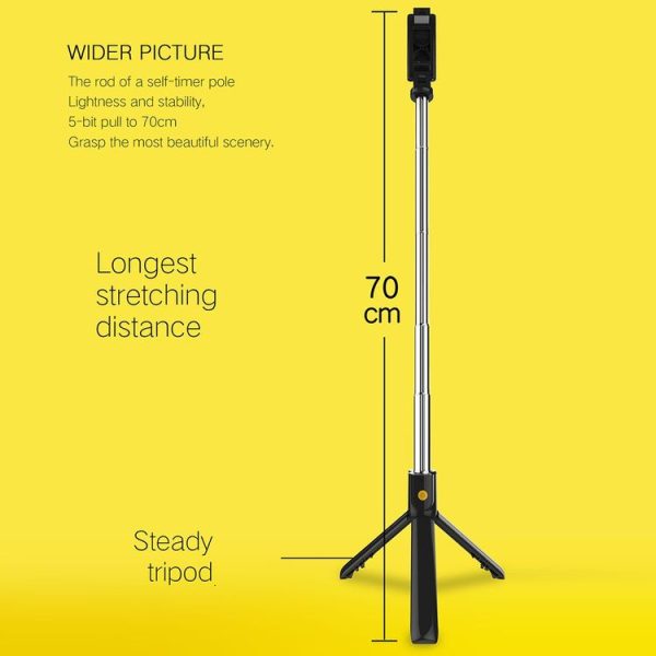 K07 Bluetooth 4.0 Mobile Phone Adjustable Bluetooth Selfie Stick Self-timer Pole Tripod (Black) - Image 8
