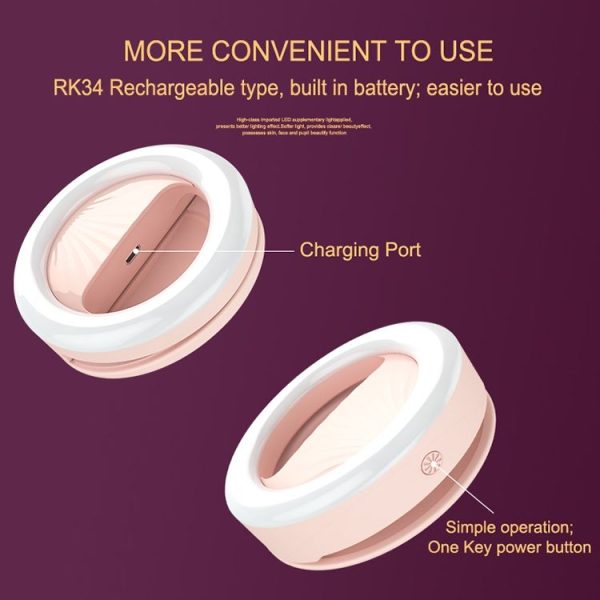 RK34 Rechargeable Beauty Selfie Light Selfie Clip Flash Fill Light (Black) - Image 3