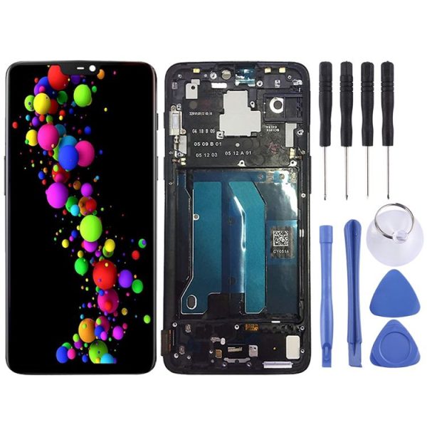 OnePlus 6 Digitizer Full Assembly with Frame OEM LCD Screen (Black) - Image 2