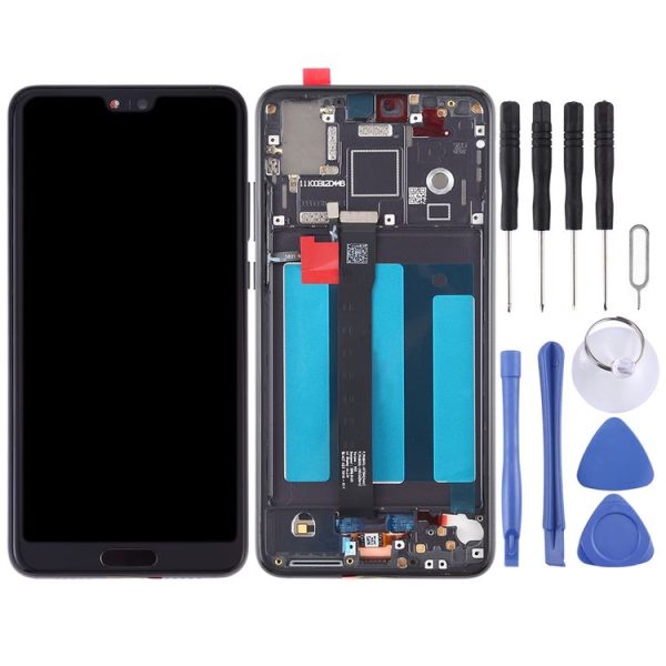 OEM LCD Screen for Huawei P20 Digitizer Full Assembly with Frame (Black) - Image 2