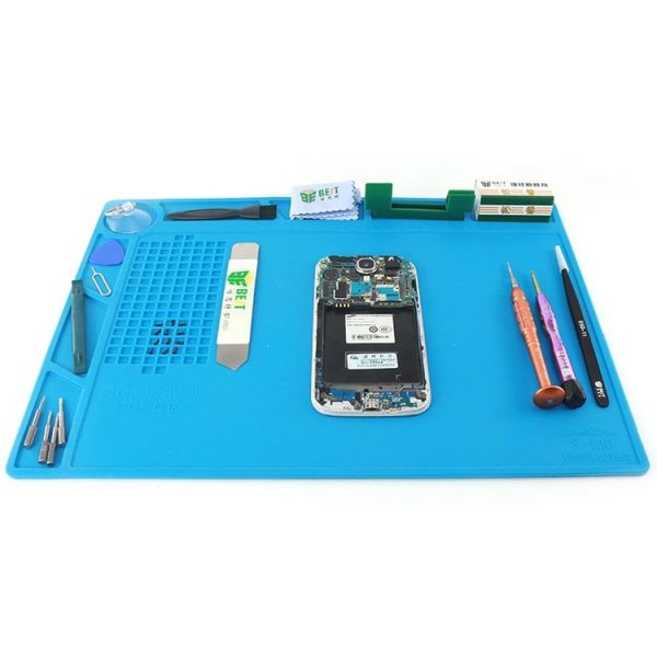 BEST-S-130 Heat-resistant BGA Soldering Station Silicone Heat Gun Insulation Pad Repair Tools Maintenance Platform Desk Mat (Blue) - Image 3