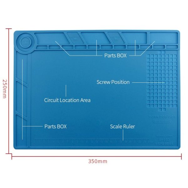 BEST-S-130 Heat-resistant BGA Soldering Station Silicone Heat Gun Insulation Pad Repair Tools Maintenance Platform Desk Mat (Blue) - Image 4
