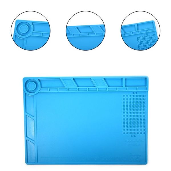 BEST-S-130 Heat-resistant BGA Soldering Station Silicone Heat Gun Insulation Pad Repair Tools Maintenance Platform Desk Mat (Blue) - Image 5