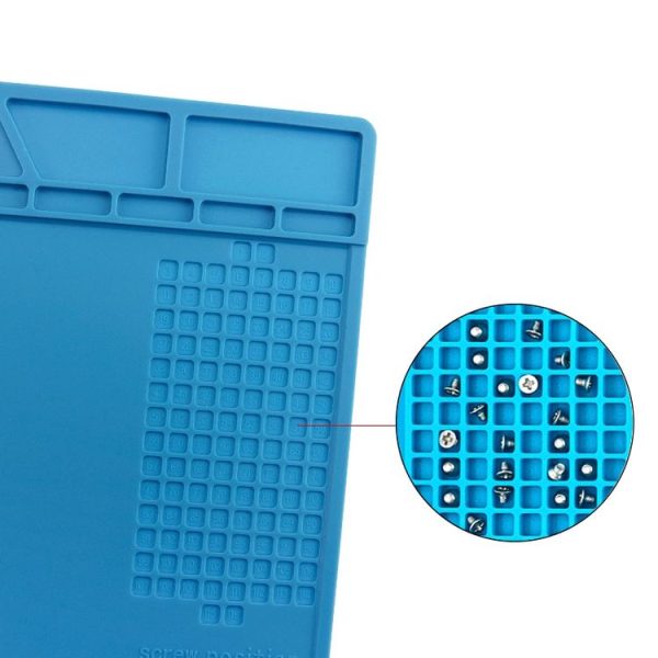 BEST-S-130 Heat-resistant BGA Soldering Station Silicone Heat Gun Insulation Pad Repair Tools Maintenance Platform Desk Mat (Blue) - Image 6