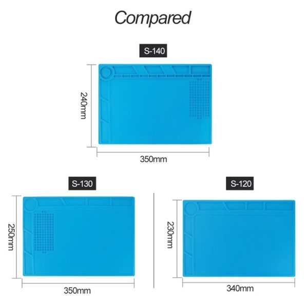 BEST-S-130 Heat-resistant BGA Soldering Station Silicone Heat Gun Insulation Pad Repair Tools Maintenance Platform Desk Mat (Blue) - Image 9