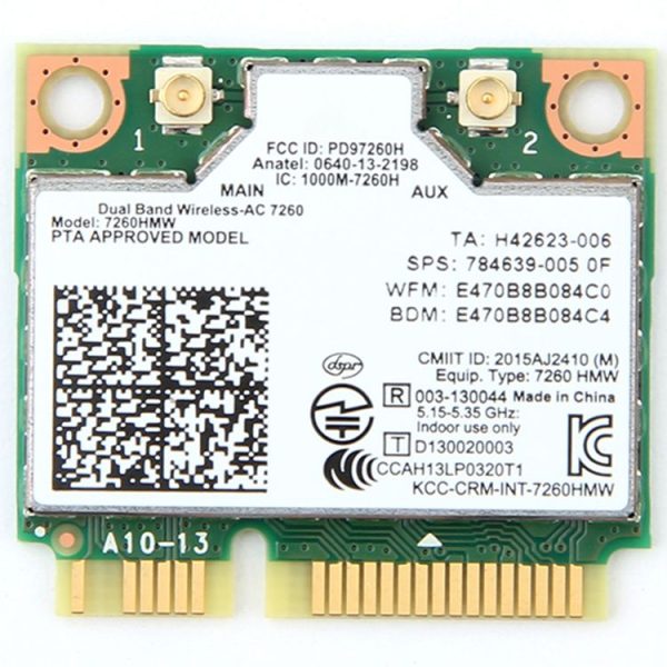Dual Band Wireless Wifi Card for Intel 7260HMW Mini PCI-E 2.4G / 5Ghz WLAN Bluetooth 4.0 Wifi Card 802.11 ac / a / b / g / n - Image 2