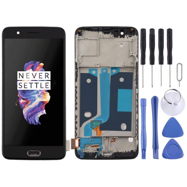 OnePlus 5 A5000 TFT Material LCD Screen and Digitizer Full Assembly with Frame (Black)