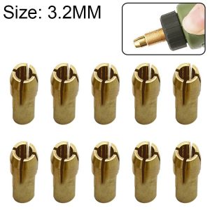 10 PCS Three-claw Copper Clamp Nut for Electric Mill Fittings, Bore diameter: 3.2mm