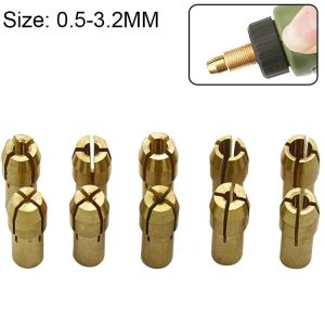 10 in 1 Three-claw Copper Clamp Nut for Electric Mill Fittings, Bore diameter: 0.5-3.2mm