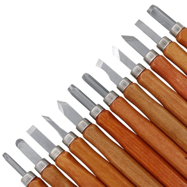 12 in 1 Wood Carving Chisels Knife Basic Woodcut Working Handmade Rubber Stamps Hand Tools - Image 2