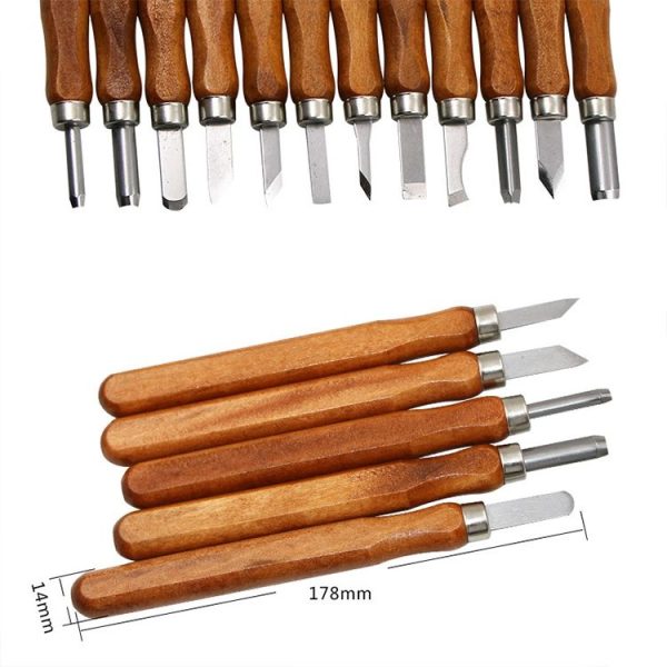 12 in 1 Wood Carving Chisels Knife Basic Woodcut Working Handmade Rubber Stamps Hand Tools - Image 3
