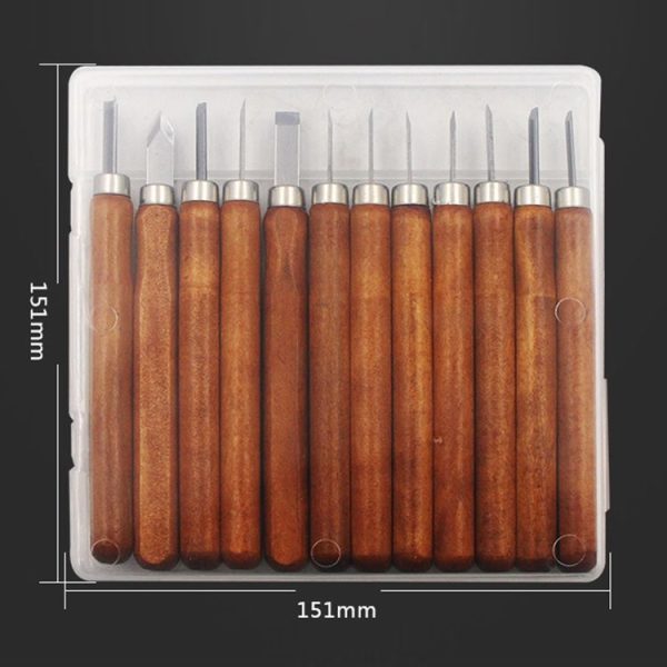12 in 1 Wood Carving Chisels Knife Basic Woodcut Working Handmade Rubber Stamps Hand Tools - Image 7