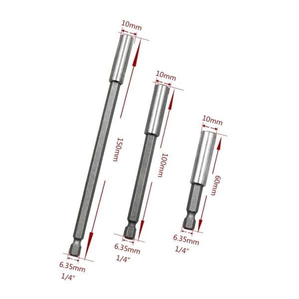 3 in 1 1 / 4 Electric Batch Head High Magnetism Connecting Rod Pistol Drill Extension Rod Sleeve Fast Turning Joint, Length: 60 / 100 / 150mm - Image 3
