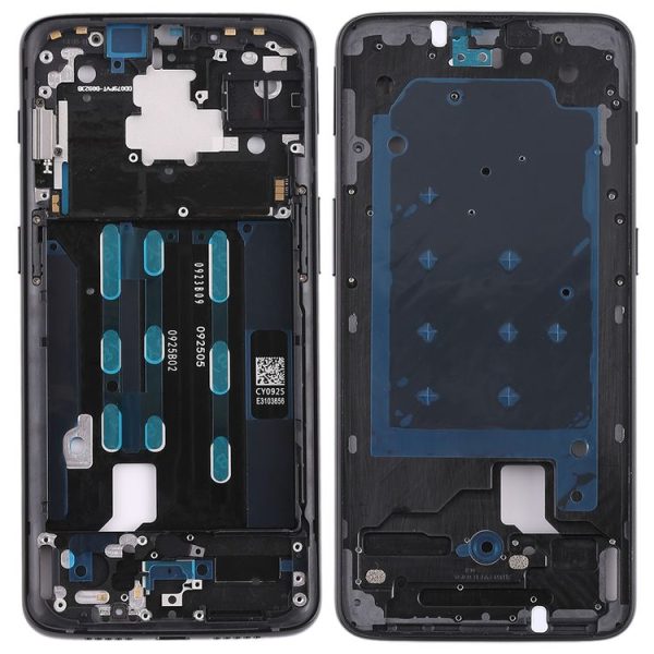 OnePlus 6T Front Housing LCD Frame Bezel with Side Key (Black)