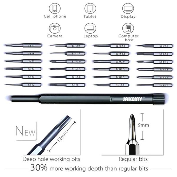 JAKEMY JM-8168 24 in 1 Precision Magnetic Screwdriver Kit with Deep Hole Screw Bits - Image 8