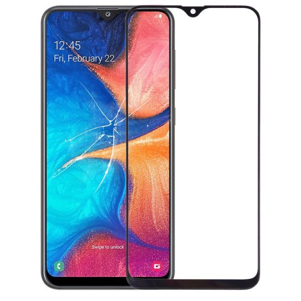 Galaxy A20 Front Screen Outer Glass Lens (Black)