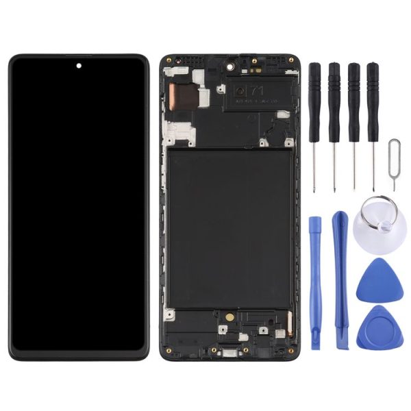 Original Super AMOLED LCD Screen for Galaxy A71 Digitizer Full Assembly with Frame (Black) - Image 2