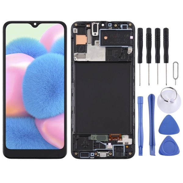 TFT LCD Screen for Samsung Galaxy A30s Digitizer Full Assembly with Frame (Black)