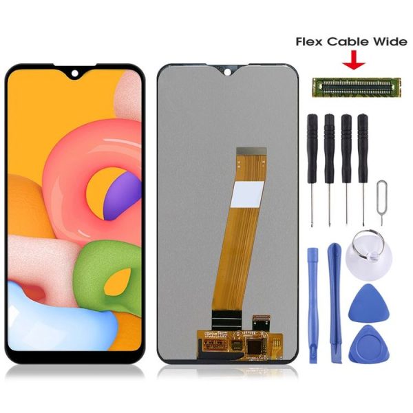 Original PLS TFT LCD Screen (Flex Cable Wide) for Samsung Galaxy A01 (Black) - Image 2